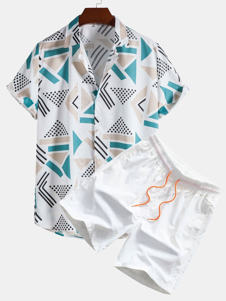 Keanu | Geometric Print Shirt & Swim Shorts