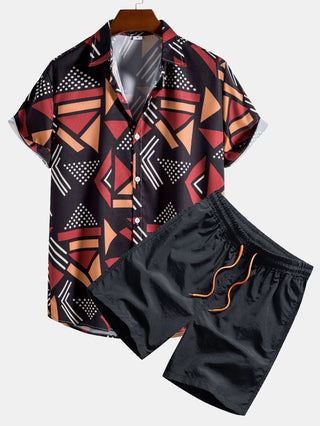 Keanu | Geometric Print Shirt & Swim Shorts