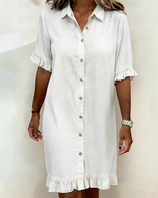 Maria | Comfortable Denim Dress with Flattering Pleats