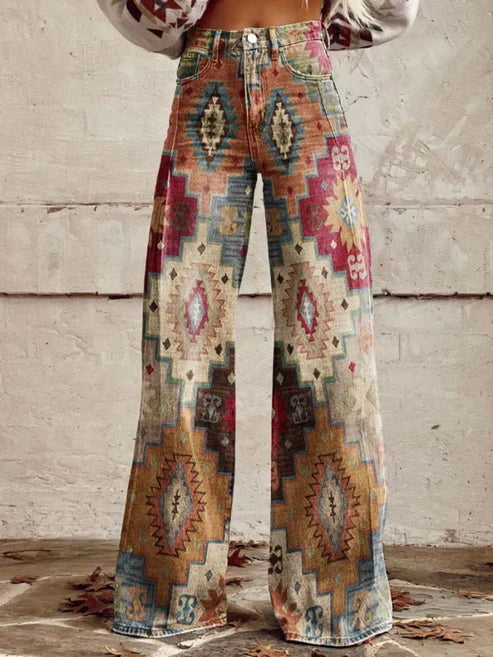 Cirilla | Vibrant Retro Wide-Leg Trousers