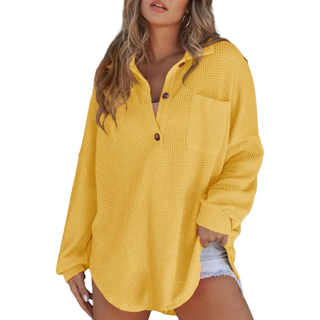 Kathryn | Casual Lightweight Button V Neck Tunic Blouse