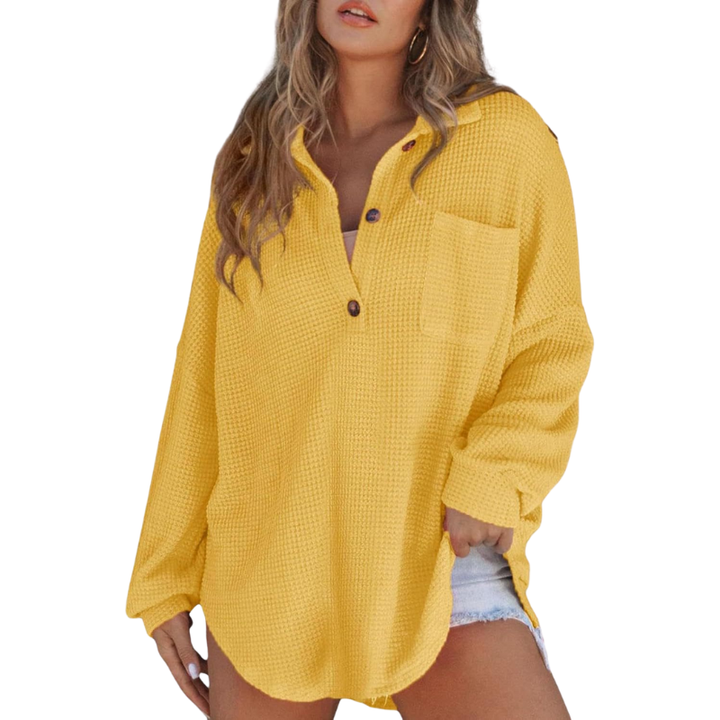 Kathryn | Casual Lightweight Button V Neck Tunic Blouse