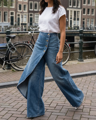 Dinaya | Denim Wrap Trousers