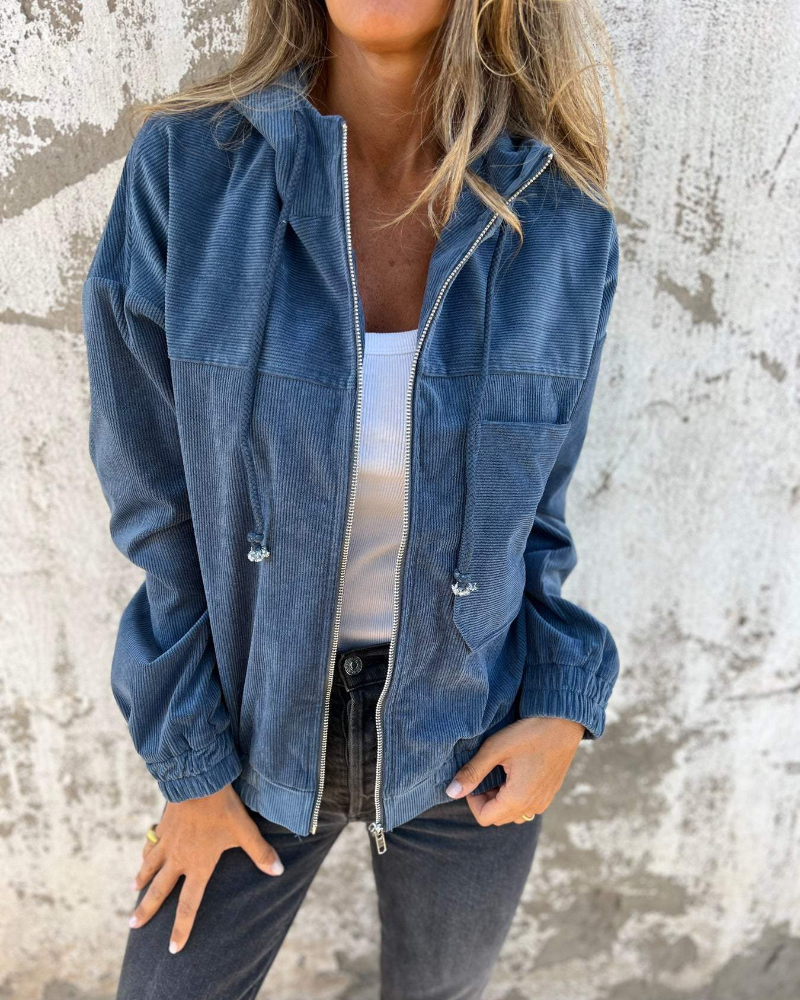 Ella | Cord Zip-Up Hoodie