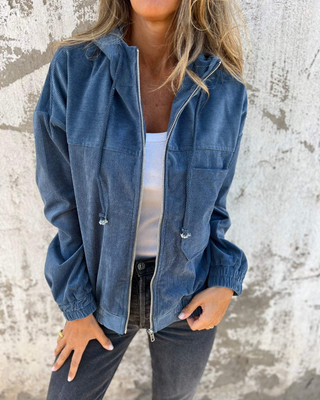 Ella | Cord Zip-Up Hoodie
