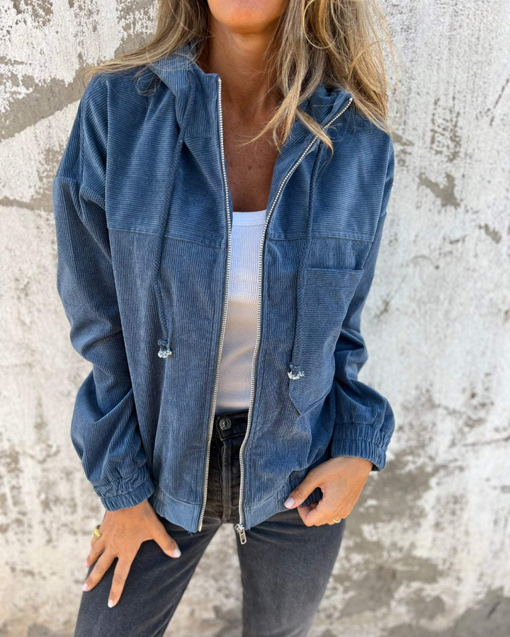 Ella | Cord Zip-Up Hoodie