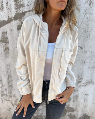 Ella | Cord Zip-Up Hoodie