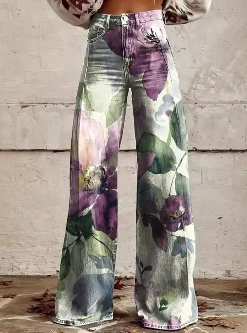 Cirilla | Vibrant Retro Wide-Leg Trousers