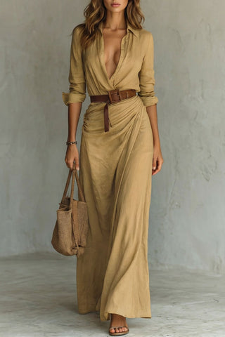 Azura – Button-down wrap dress – Belted maxi dress