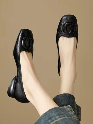 Ella | Leather Square-Toe Flats