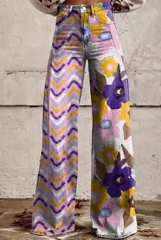 Cirilla | Vibrant Retro Wide-Leg Trousers
