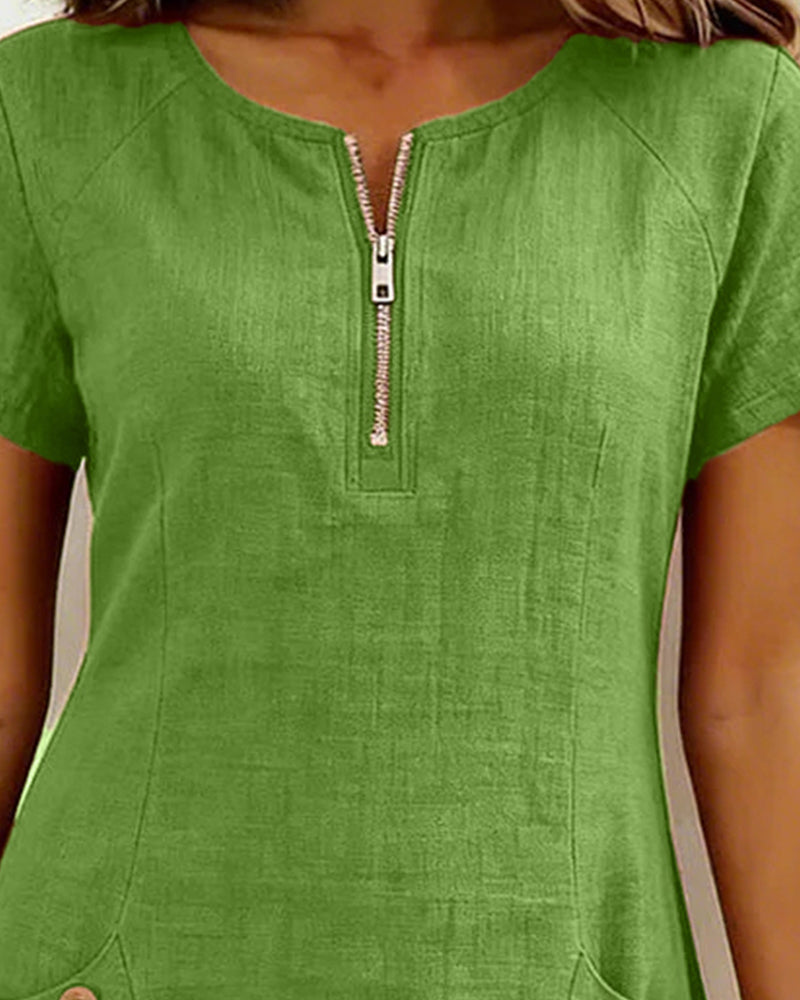 Clara™ | Cotton Dress with Zipper Pocket