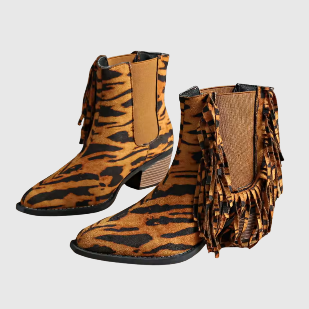 OLIVINE | FRINGE ANKLE BOOTS
