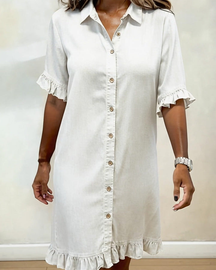 Maria | Comfortable Denim Dress with Flattering Pleats