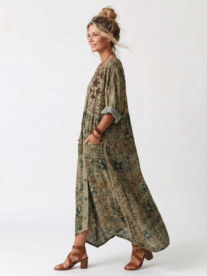 Aleta | Oversized Midi Dress with Buttons and Pockets
