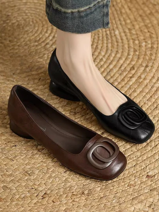 Ella | Leather Square-Toe Flats