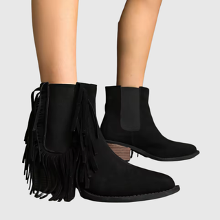 OLIVINE | FRINGE ANKLE BOOTS