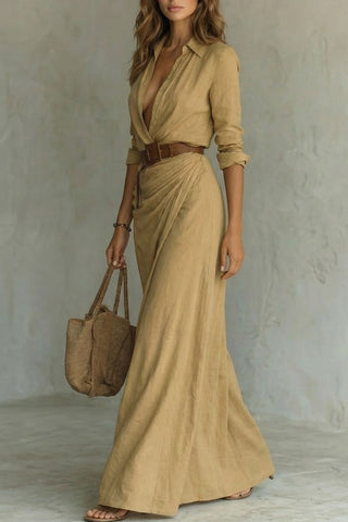 Azura – Button-down wrap dress – Belted maxi dress