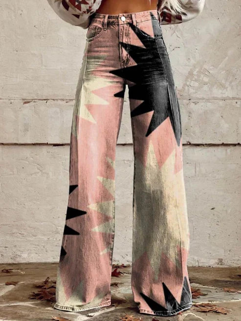 Cirilla | Vibrant Retro Wide-Leg Trousers