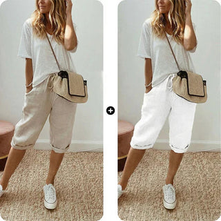 Daisy | Women's Casual Cotton Linen Capris