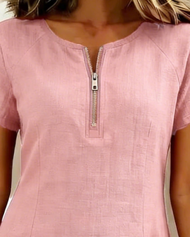 Clara™ | Cotton Dress with Zipper Pocket