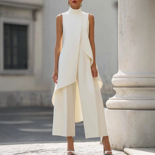 Valentina | Elegant High-Neck Draped Jumpsuit