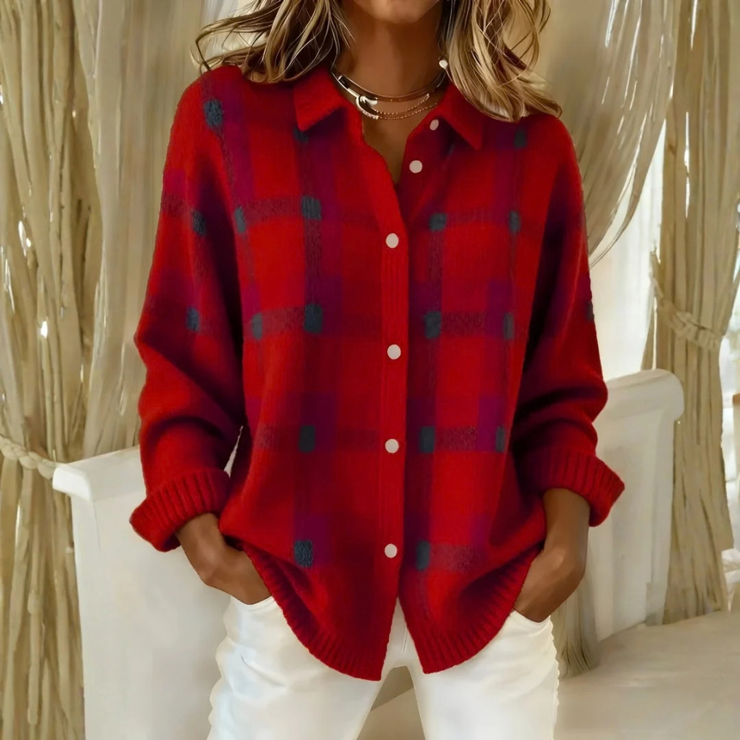 Olivia| Plaid Knit Cardigan