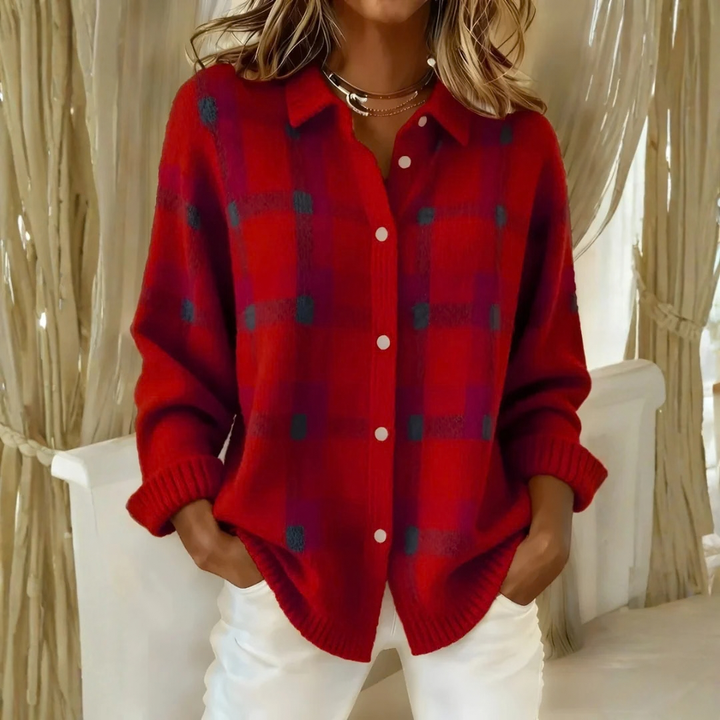 Olivia| Plaid Knit Cardigan