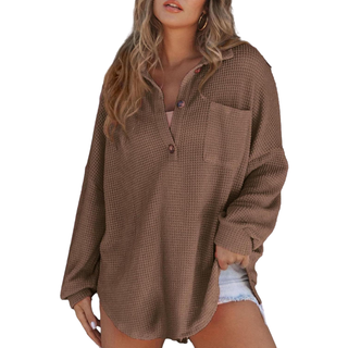 Kathryn | Casual Lightweight Button V Neck Tunic Blouse