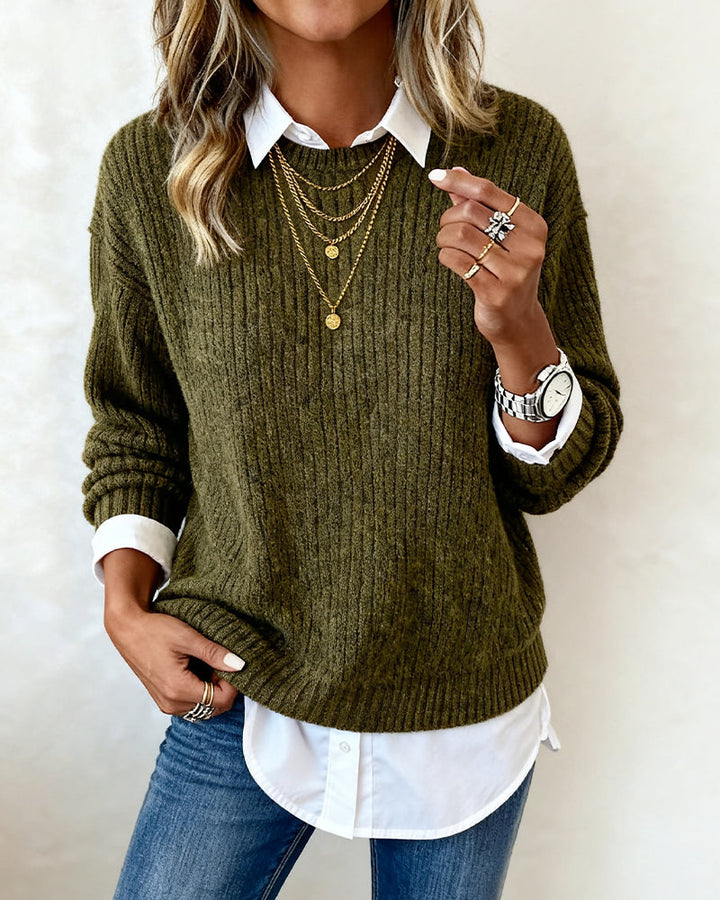 Loïs | Sweater With Shirt Collar And Patchwork Design