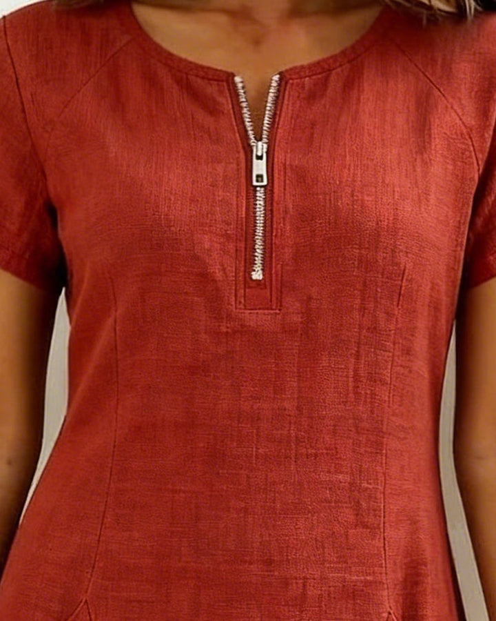 Clara™ | Cotton Dress with Zipper Pocket