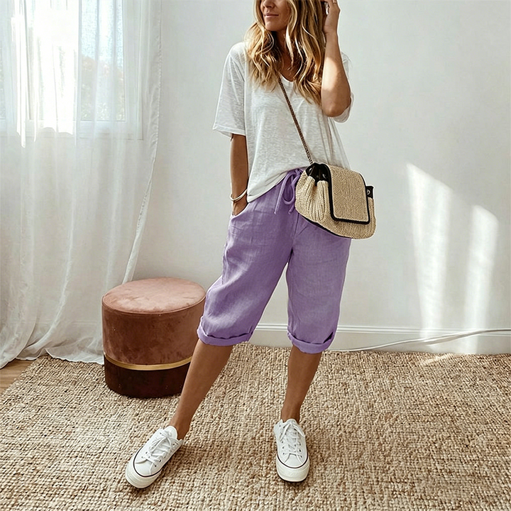 Daisy | Women's Casual Cotton Linen Capris