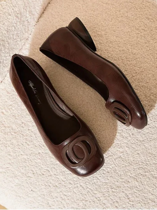 Ella | Leather Square-Toe Flats