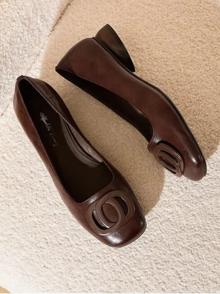 Ella | Leather Square-Toe Flats
