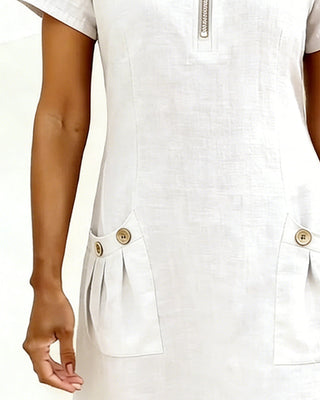 Clara™ | Cotton Dress with Zipper Pocket