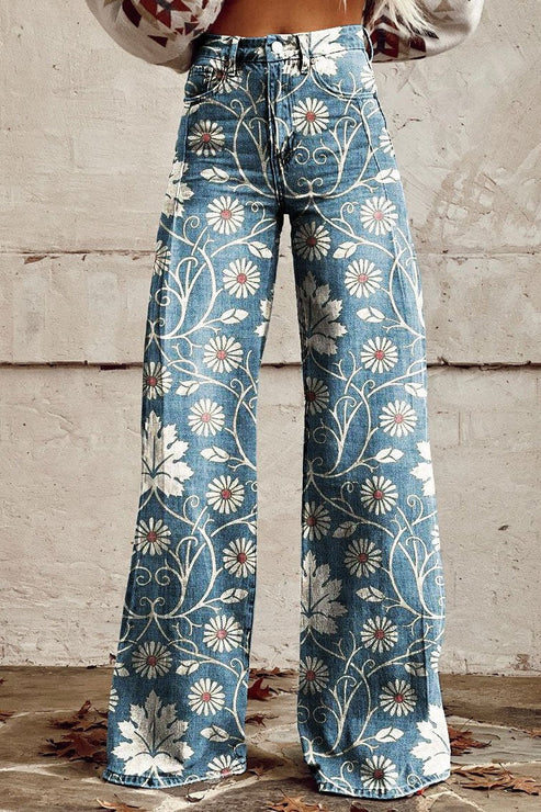 Cirilla | Vibrant Retro Wide-Leg Trousers