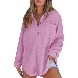 Kathryn | Casual Lightweight Button V Neck Tunic Blouse