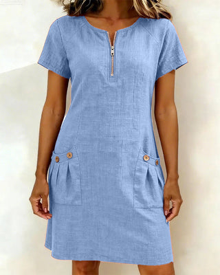 Clara™ | Cotton Dress with Zipper Pocket