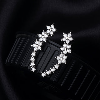 FLORAL RHINESTONE GOLD EARRINGS