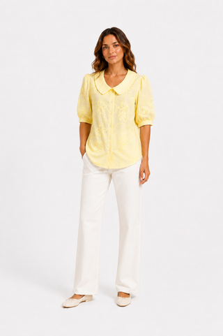 Camille™ – Elegant Floral Collar Blouse