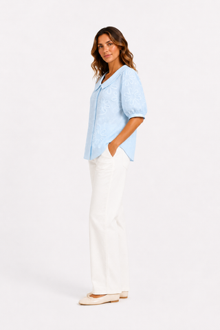 Camille™ – Elegant Floral Collar Blouse