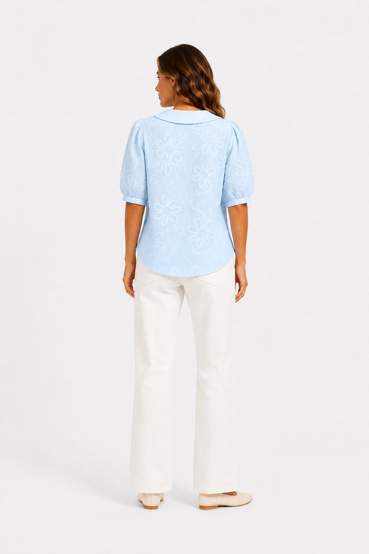 Camille™ – Elegant Floral Collar Blouse