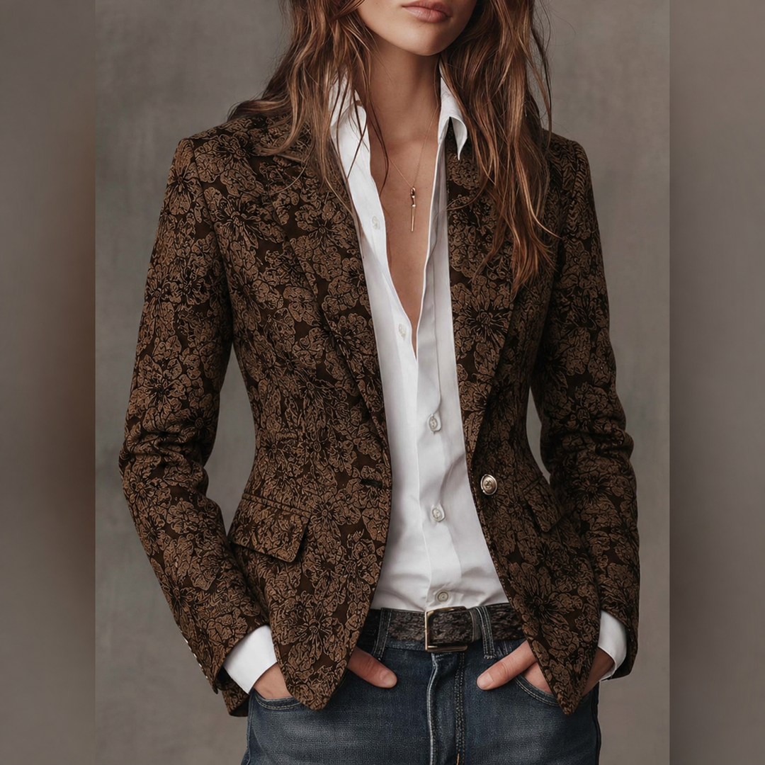 Loretta – Jacquard Blazer in Cashmere Fitted