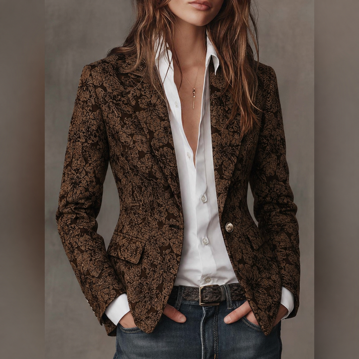 Loretta – Jacquard Blazer in Cashmere Fitted
