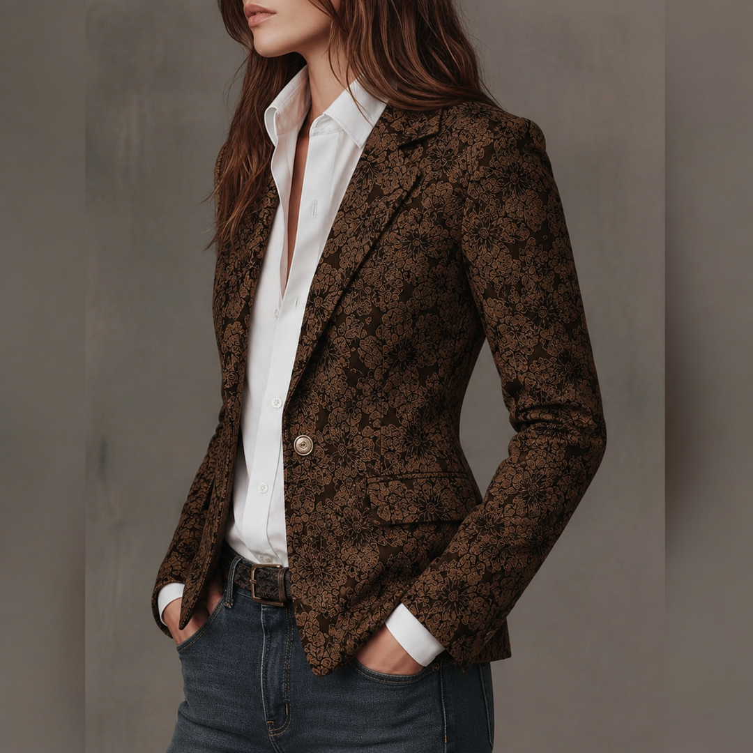 Loretta – Jacquard Blazer in Cashmere Fitted