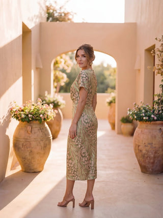 Selena – Golden Grace Midi Dress