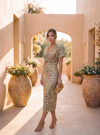Selena – Golden Grace Midi Dress