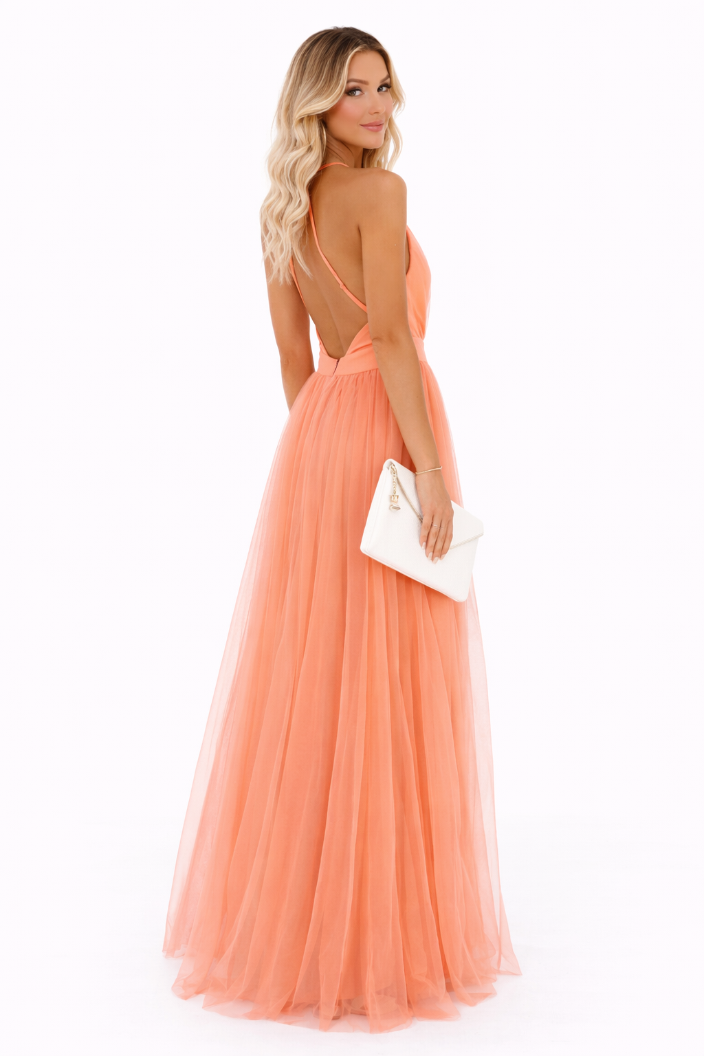 Lina – Coral Grace Maxi Dress