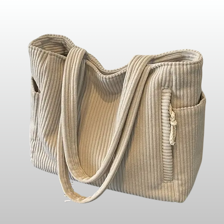 Tilda – Ribbed Tote Bag with Drawstring Detail