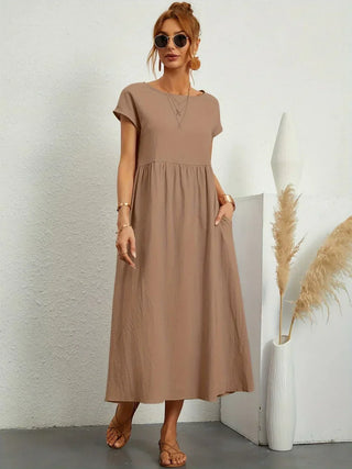 Gabrielle™ — Fluid Midi Dress Timeless Elegance